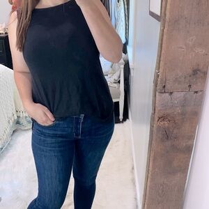 Eileen Fisher black organic linen top size xsmall oversized